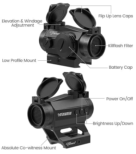 Votatu Red Dot Sight, VRD501 Auto Off and Motion Awake Red Dot Site with Co-Witness and Low-Profile Mount, Anti-Reflection Device and Flip Up Lens Cover thumbnail 2