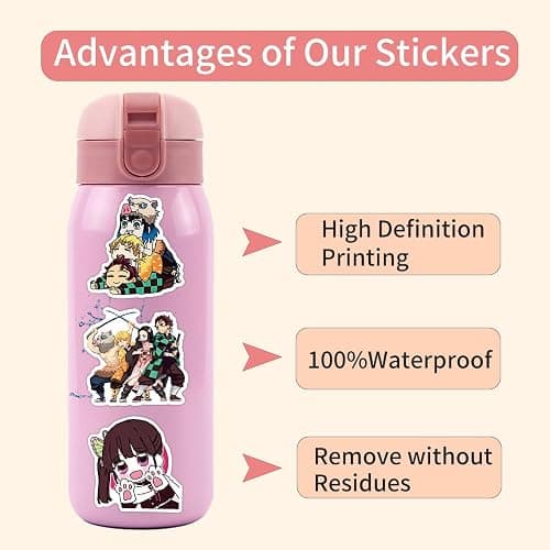 50pcs Demon Slayer Stickers for Kids, Cute Anime Cartoon Waterproof Vinyl Decal for Teen Girl Adult Notebook Laptop Water Bottle Skateboard Guitar Travel Case Phone Bike thumbnail 6