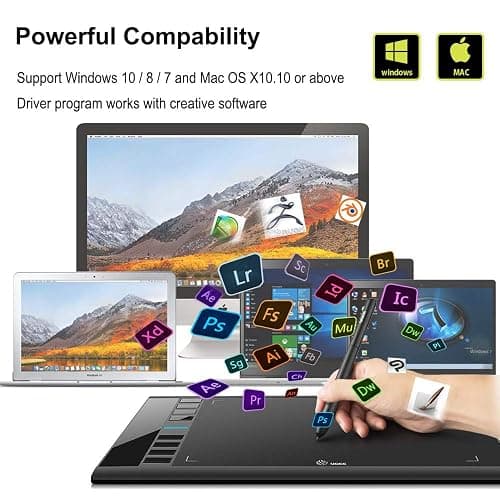 Drawing Tablet, UGEE M708 10 x 6 inch Large Drawing Tablet with 8 Hot Keys, Passive Stylus of 16384 Levels Pressure, Digital Graphics Art Tablet for PC Paint, Design, Art Creation Sketch thumbnail 6