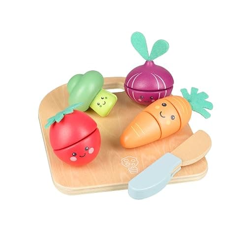 Happy Veggies Wooden Play Food for Kids - Kitchen Cutting Fruits Toys for Toddlers, Pretend Vegetables Gift for Boys and Girls - Early Development & Activity Toys by Orange Tree Toys thumbnail 6