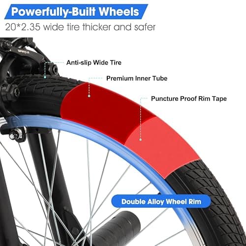 HILAND 20 Inch Kids BMX Bike, Freestyle BMX Bicycle for Boys Girls With 360 Degree Gyro & 4 Pegs, 20 Inch BMX Bike for Kids thumbnail 6