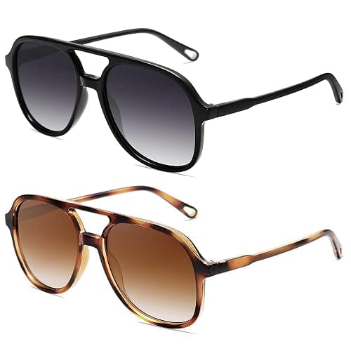 Appassal Retro Polarized Aviator Sunglasses Womens Men Vintage Double Bridge Square Sun Glasses AP3606 thumbnail 2