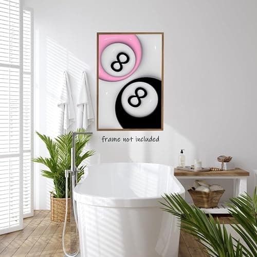SFAOHPR Trendy 8 Ball Poster Pink and Black Preppy Print Y2K Room Decor Aesthetic Retro Wall Art Canvas Poster Bedroom living room Home Wall Decor Aesthetics Poster 12x16inch Unframed - MYUEDWW-F - 17.7L" x 13.8W" thumbnail 6