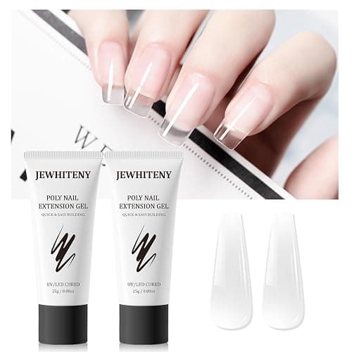JEWHITENY 2PCS 25g Poly Nail Gel Clear Poly Gel Builder Natural Looking And Long Lasting,Trendy Nail Art Design Salon Professional Technician Tool for Beginner Need U V Lamp Curing - Image 1