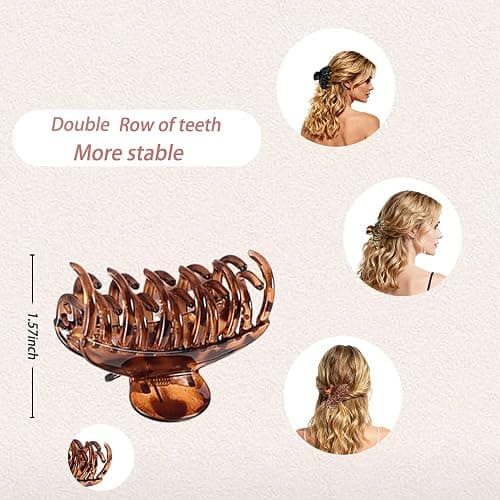 Tortoise Shell Hair Claw Clips for Women - Medium Size Acrylic Hair Clips for Thin & Thick Hair, Non-Slip Grip, Fashion Hair Accessories FEADIR 3 packs thumbnail 2