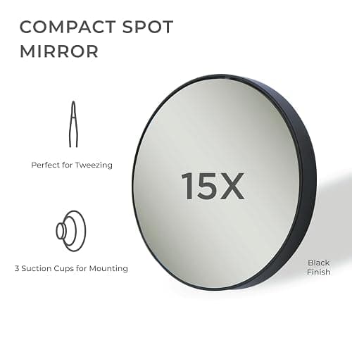 Zadro Compact 15X Magnification Travel Lightweight Portable Suction Cup Makeup Spot Mirror, Black, Black Finish thumbnail 4