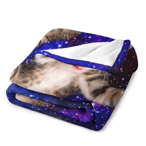 Cat Blanket Funny Gifts for Girls Boys Woman Kids Cat Lover Throw Blankets Soft Blanket Warm Fleece Flannel Plush Blankets for Bed Sofa Couch 60"x80" thumbnail 4