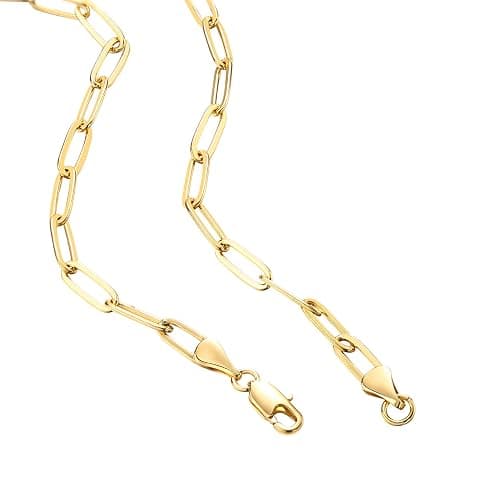 PAVOI 14K Gold Plated Curb Paperclip Box Sphere Bead Snake Herringbone and Figaro Chain Adjustable Necklace thumbnail 3