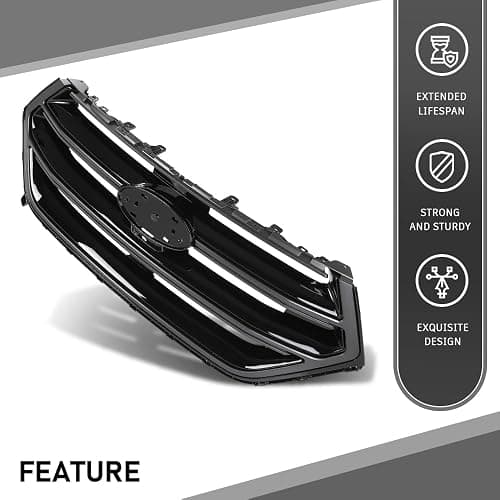 LQI Front Bumper Upper Grille Grill w/Camera Hole Compatible with Ford Edge 2015 2016 2017 2018 FT4Z8200DA, FO1200562C Glossy Black thumbnail 5