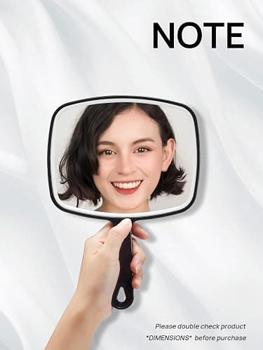OMIRO Hand Mirror, Black Handheld Mirror with Handle for Makeup, Hairdressing (6.3" W x 9.6" L) thumbnail 2