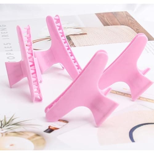 Ondder 12 Pack PInk Butterfly Hair Clamps Clips Hair Claw Clips Pro Salon Clip for Styling, Sectioning, Cutting, Coloring Hair Clips Hairdressing Salon Tool Hair Accessories for Women Girls thumbnail 7