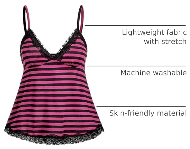 SOLY HUX Womens Y2K Lace Cami Sleeveless Striped Spaghetti Strap Camisole Gothic Babydoll Tops thumbnail 4