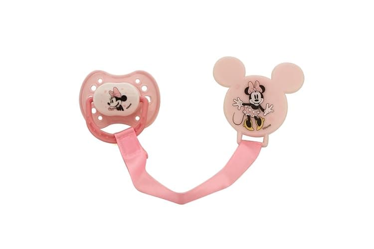 Disney Cudlie Minnie Mouse Baby Girl 4 Pack of 2 Pacifiers & 2 Clips with Sugar & Spice Print thumbnail 3