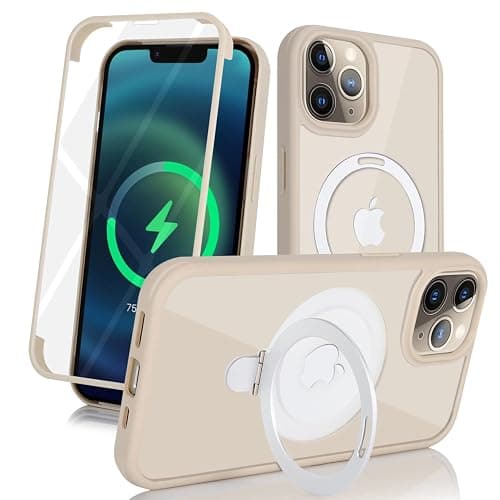 Cavor for iPhone 11 Pro Max Case with Screen Protector,Compatible with Magsafe and Stand, Phone Case for iPhone 11 Pro Max Case Built in Screen Protector,Shockproof Protective Cover-Beige thumbnail 5