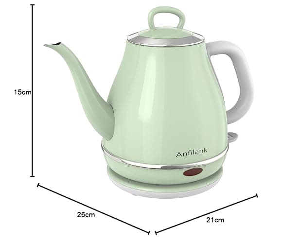 Anfilank Gooseneck Electric Kettle, 1L 1500W, 100% Stainless Steel BPA Free Electric Tea Kettles with Auto Shut & Boil Dry Protection. Water Kettle for Pour-over Coffee & Tea (Green) thumbnail 3