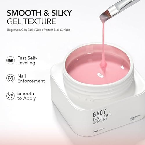 GAOY Colored Nail Builder Base 30g with a Brush, 4-in-1, Light Pink | Long Lasting Nail Builder Gel Strengthening, Natural Jelly, Soak Off UV Light Cure thumbnail 2