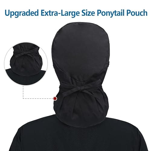 IRIS CRAFT Adjustable Working Cap with Button, Cotton Working Hat Sweatband with Ponytail Pocket Elastic Tie - Ponytail-satin Lined - Satin-lined Flory Garden thumbnail 4