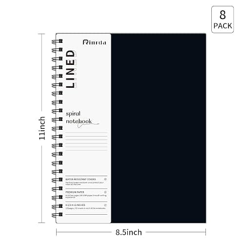 Rinrda Large Lined Notebook Spiral Notebook 8.5" x 11" 8 Pack LINED Notebook 7mm Ruled Hardcover Notebook 120 Pages 100 GSM Thick Paper Notebook Hardcover Journal for School, Office,Study and Notes thumbnail 3