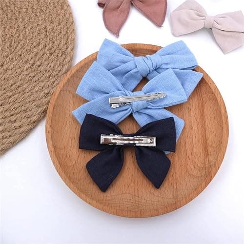 12 PCS Linen Bow Hair Clips for Baby Girls Hair Bows Alligator Clips Accessories Infants Toddler Kids Hairgrips (Assorted B) thumbnail 8