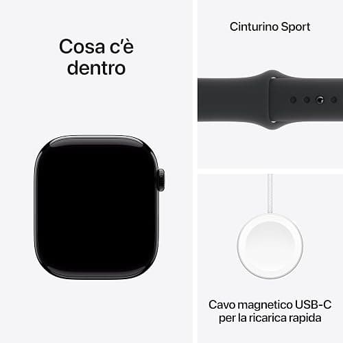 Apple Watch Series 10 GPS 46 mm Smartwatch con cassa in alluminio e cinturino Sport Loop Nero - M/L. Fitness tracker, app ECG, display Retina always-on, Carbon Neutral thumbnail 6