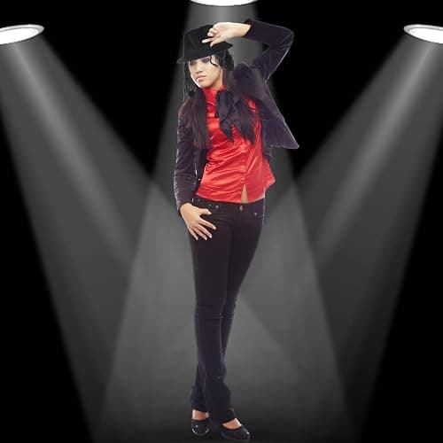 Matiniy 80s Pop Rockstar Dance Costume Accessories,Balck Curly Wig Sequins Gloves Sunglasses MJ Performance Costume Kit thumbnail 7