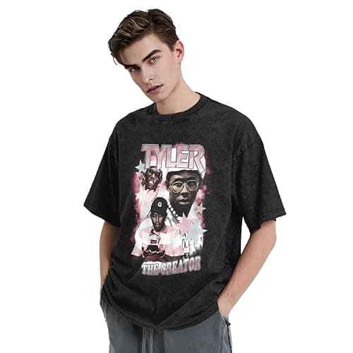 Men Shirts Vintage Short Sleeve Casual Cotton Washed Tees Tops Novelty Style Crewneck for Old Loose T-Shirts thumbnail 2