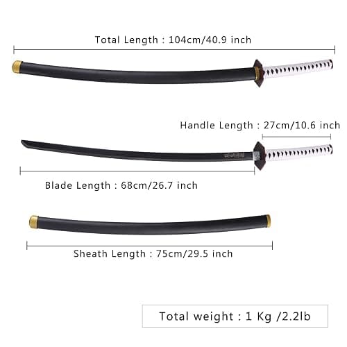Bowen Demon Slayer Sword Real Metal,40.5-Inches Katana,Carbon Steel Samurai Sword Cosplay Anime Original Texture thumbnail 3