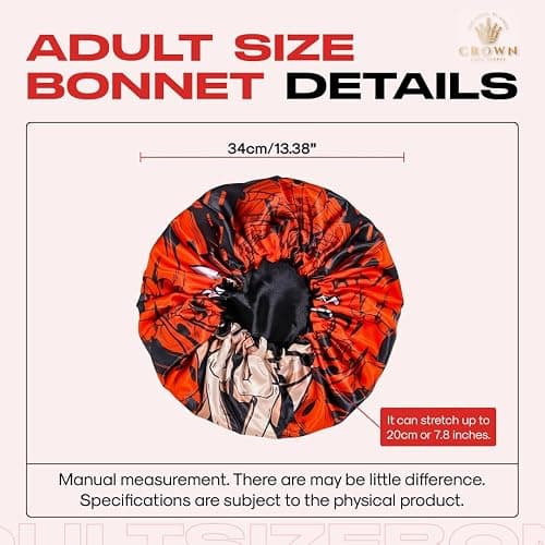 Anime Bonnet with Elastic Soft Band Adjustable Women and Men Silky Bonnets for Sleeping Comfortable Satin Fabric, Red Skna thumbnail 6