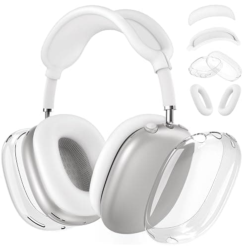 Silicone Case Cover for AirPods Max Headphones, Clear Soft TPU Ear Cups Cover/Ear Pad Case Cover/Headband Cover for AirPods Max (2024/2020),Transparent Accessories for Apple AirPods Max (USB-C), White - Image 1