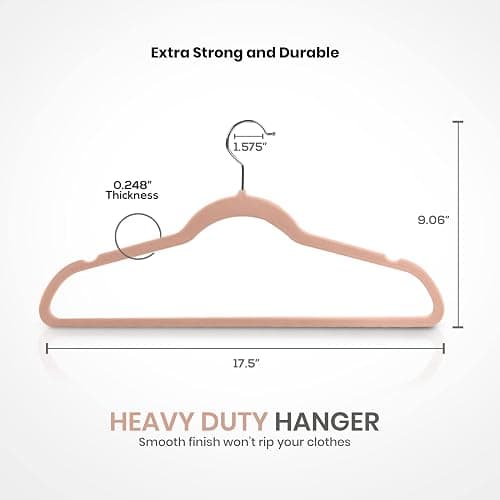 Utopia Home Velvet Hangers 20 Pack - Non-Slip Clothes Hanger Pink with 360 Degree Rotatable Hook - Heavy Duty Coat Hanger - Pants Hangers - 20 - Pink thumbnail 4
