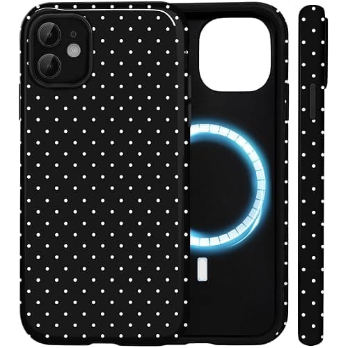 Amzfield for iPhone 11 Cute Polka Dot Phone Case, Black | Polka Dot Phone Case with Magnetic, Fall Summer Women Girls Pretty Dual Layer Hybrid Protection Elegant - Image 1