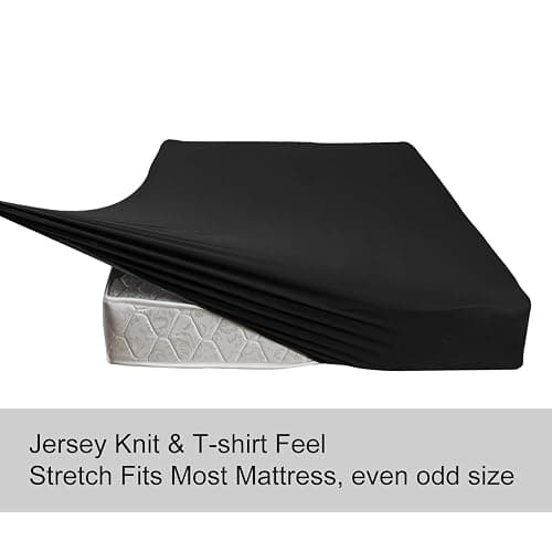 King Size Fitted Sheet Only - 4-Way Stretch Knit, Snug Fit, Wrinkle Free & Stay in Place, No More Slipping Off for Mattress, Soft & Comfortable - Black, King - Black - King/Short King/Cal King/Olympic Queen thumbnail 3