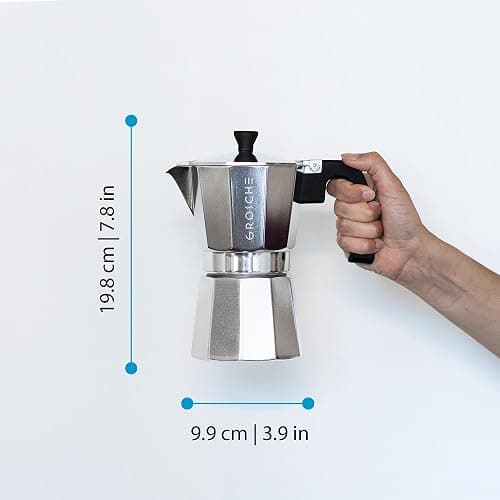 GROSCHE Milano Stovetop Espresso Maker Moka Pot 6 espresso Cup - 9.3 oz, Silver - Cuban Coffee Maker Stove top coffee maker Moka Italian espresso greca coffee maker brewer percolator - 6 espresso cups - Silver thumbnail 3