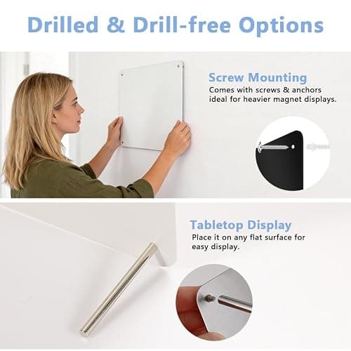 Magnetic Board 16.5" x 11.8" Metal Magnet Bulletin Board Memo Display Boards with Support Screws for Desk Wall thumbnail 4
