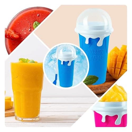 Slushy Maker Cup 16.9 oz Slushy Squeeze Cup for Homemade Milkshake, Magic Slushy Maker Squeeze Cup, DIY Smoothie Maker for Kids (1 in Blue) thumbnail 5