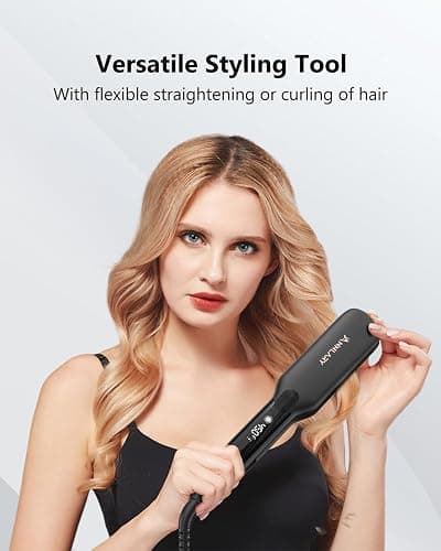 Annlary 1.75 Inch Hair Straightener, Professional Titanium Plate with Ceramic Coating Ionic Dual Voltage Flat Iron with Heat-Resistant Silicone, for Less Frizz, Shinier & Smoother Hair thumbnail 7