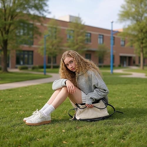 RIBONGZ Women's Casual Shoes Fashion Sneakers Lace Up Tennis Sneaker Classic Low Top Trainers with Gum Sole Leather Suede Walking Footwear Dressy Shoes thumbnail 3