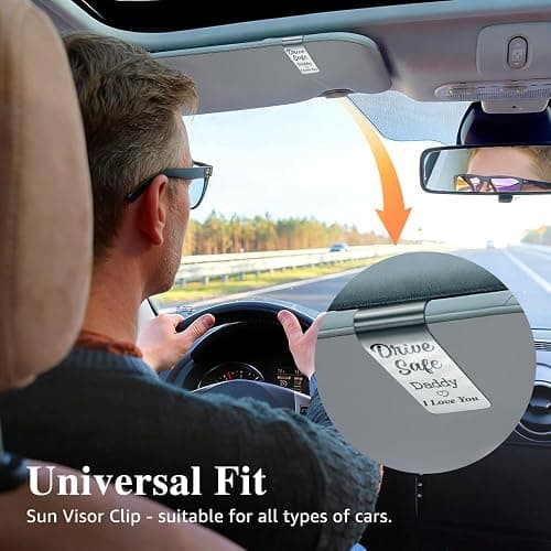 SRWNFOS Drive Safe Daddy Car Visor Clip, Funny Stainless Steel Visor Clips for Cars, Safe Driving Reminder for Dad, Daddy Car Accessories, New Car Gifts for Father, Father's Day Birthday Gifts for Dad thumbnail 4