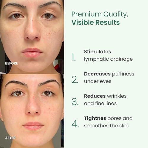 PLANTIFIQUE Jade Roller & Gua Sha Set – Real Jade Facial Tools for Skin Care Routine – Certified Face Massager for Radiant Skin thumbnail 2