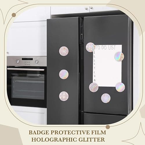 200 Pcs Badge Protective Film 70mm (2.76 in), 8 Styles of Holographic Glitter, Badge Film for 2.25 Inch 58mm Button Maker Machine, 58mm Button Making Supplies thumbnail 6