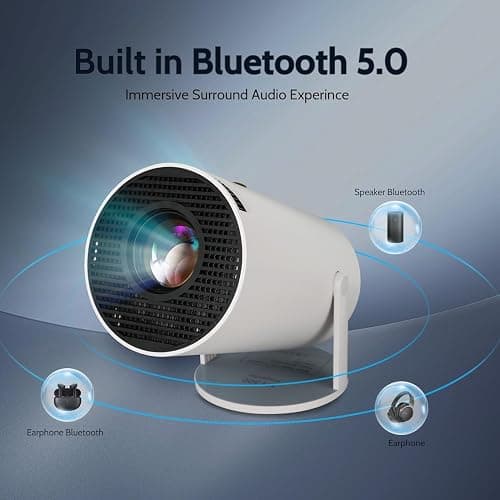Mini Projector with WIFI 6 and Bluetooth, 4K 1080P Support Portable Projector 180° Rotatable 130'' Screen Movie Projector Auto Keystone Compatible for Laptop, PC, Smartphone (White) thumbnail 6
