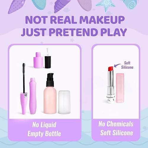 INNOCHEER Pretend Makeup for Toddlers Toys, Fake Makeup Mermaid Toys for Girls Purse, Toddler Makeup Kit Pretend Play Makeup Toys, Toy Mermaid Makeup for Kids, Gifts Toys for 3 4 5 6 7+ Year Old Girls thumbnail 4
