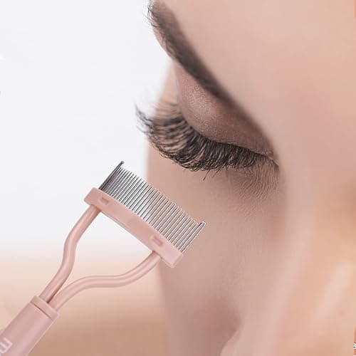 Eyelash Separator Eyelash Comb Lash Separator Tool MSQ Mascara Brush Eyelash Brush Separator Mascara Comb Arc Designed Mascara Applicator With Cover Naked Pink (1PCS) thumbnail 2