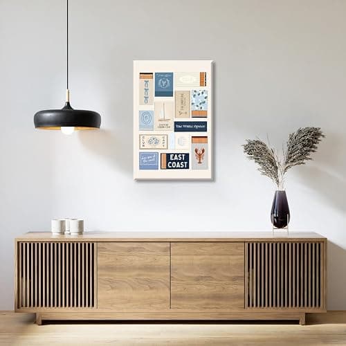 Beach Wall Art Blue Matchbook Collage Poster Grandmillennial Canvas Print Art Posters Preppy East Coast Aesthetic for Coastal Cowgirl Room Decor 8x12inch Unframed thumbnail 6