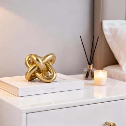 Golden Knot Statue, Three Knot Sculpture Home Decor Accents, Knot Sculptures and Statues for Rustic Coffee Table Living Room Dining Table Entryway Entrance Shelf Small Decorations and Accessories thumbnail 4