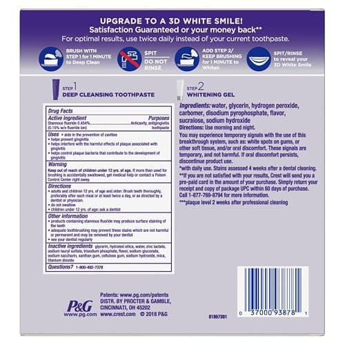 Crest 3D White Brilliance 2 Step Kit, Crest 3D White Toothpaste, Deep Clean Toothpaste (4oz) + Teeth Whitening Gel (2.3oz) thumbnail 8