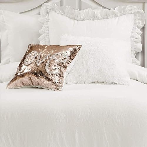 Lush Decor Ella Ruffle Lace Comforter, 2 Piece Set, Twin, Ivory - Cute Comforter - Twin Bedding Set - White Bedding - Coquette Decor - White Lace Trim - Ruffle Trim thumbnail 6
