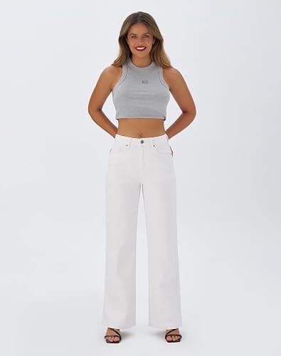 roswear Women's Wide Leg Jeans High Waisted Stretchy Denim Trouser Pants thumbnail 6
