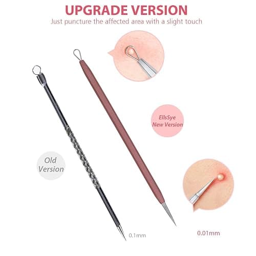 JPNK Blackhead Remover Tool Comedones Extractor Acne Removal Kit for Blemish, Whitehead Popping, 6 Pcs Zit Removing for Nose Face Tools with a Leather Bag (Pink) thumbnail 3