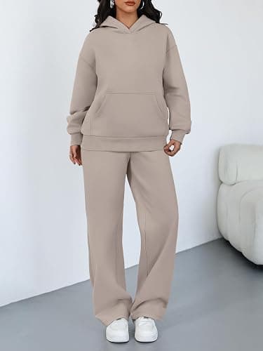 Trendy Queen 2 Piece Lounge Sweat Sets Plus Size Fall Fashion Matching Sweatsuits Wide Leg Pants Travel Outfit Winter Clothes thumbnail 2